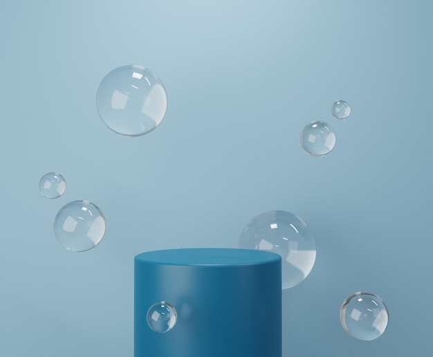 Podium de cercle bleu avec goutte d'eau pour l'affichage du produit