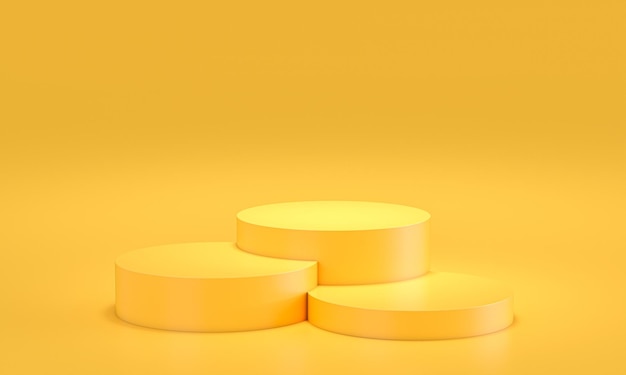 Podium à différents niveaux jaune sur fond jaune