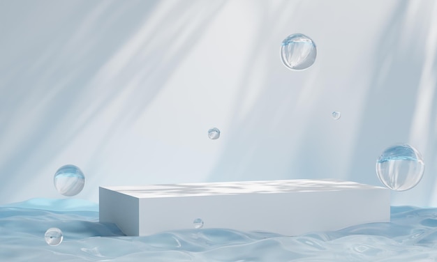 Podium sur l'eau pour la présentation du produit Piédestal de beauté naturelle relaxation et santé illustration 3dx9