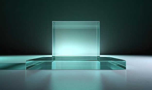 Un podium fait de cylindres de verre transparent respire la modernité Créer à l'aide d'outils d'IA générative