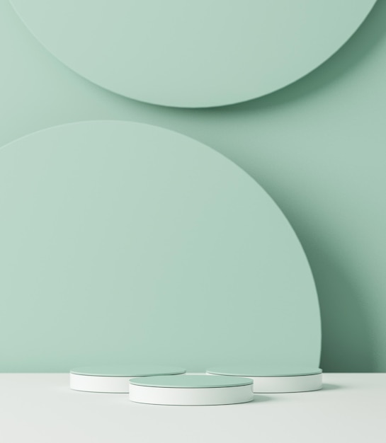 Podium et fond abstrait Forme géométrique sur scène de couleurs pastel vert et blanc rendu 3d