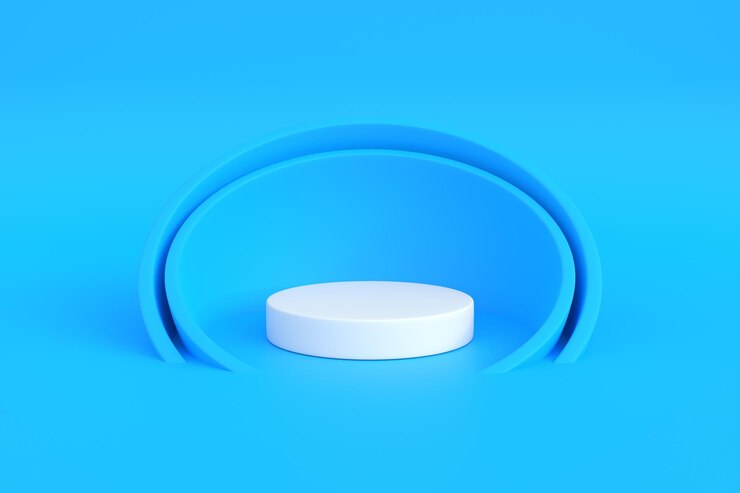 Photo podium sur un fond bleu minimalisme géométrique abstrait illustration de rendu 3d