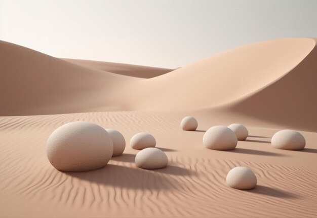 Podium sur fond de sable avec parasol et ombre sur le fond pour le parfum cosmétique fa