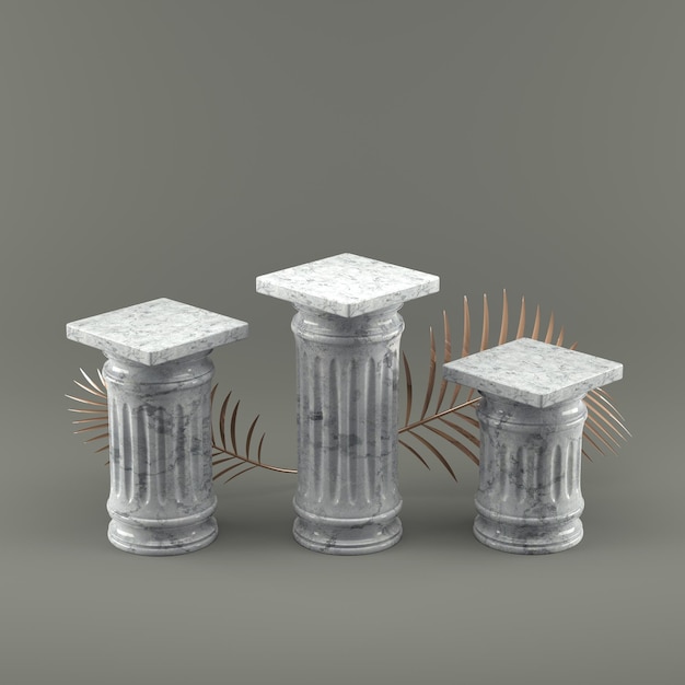 Photo podium des gagnants trois colonnes de marbre pour le rendu 3d du produit