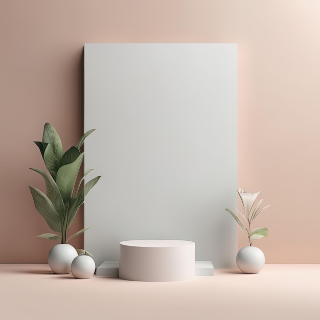 podium géométrique minimal moderne avec fond blanc concept minimal rendu 3dmodern minimal