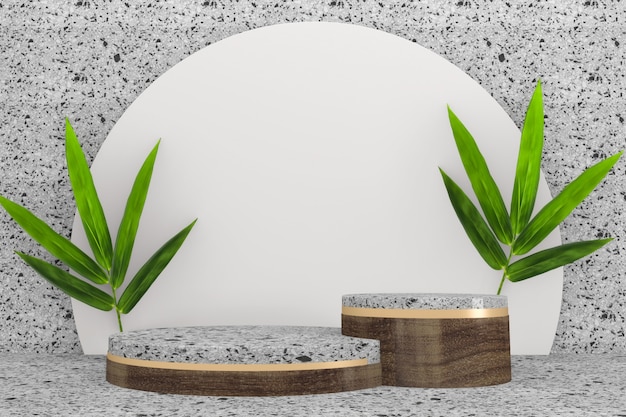 Podium de granit tropical sur fond design minimal