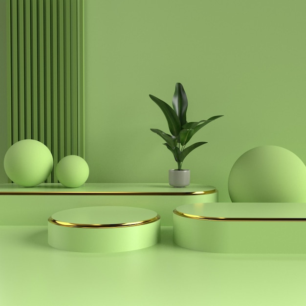 Podium Green Geometry à vendre promo produit rendu 3D