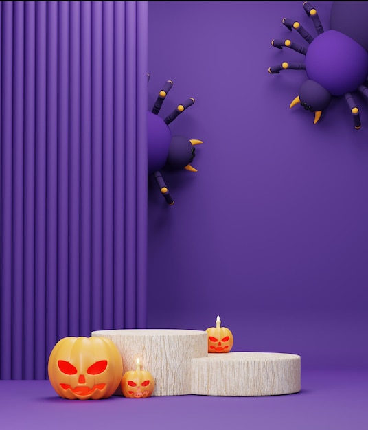Podium D'Halloween 3D Avec Fond Violet