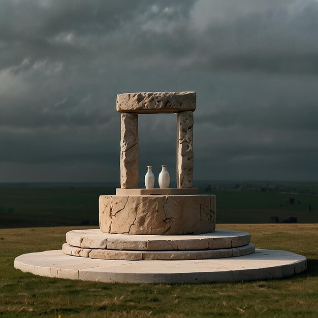 Un podium inspiré de Stonehenge infuse une majesté ancienne dans les présentations