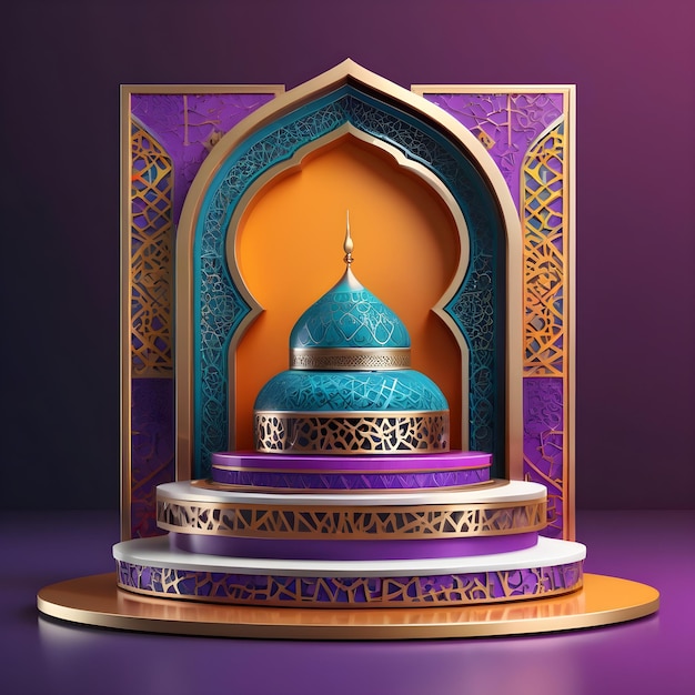 Photo un podium islamique 3d futuriste et créatif