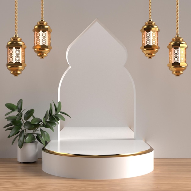 Podium islamique eid alfitr Ramadhan pour produit vente discount vente style or