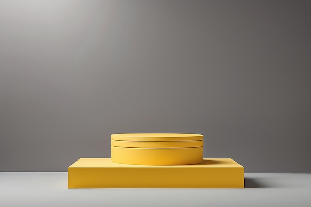 Le podium jaune avec une base minimale présente des produits