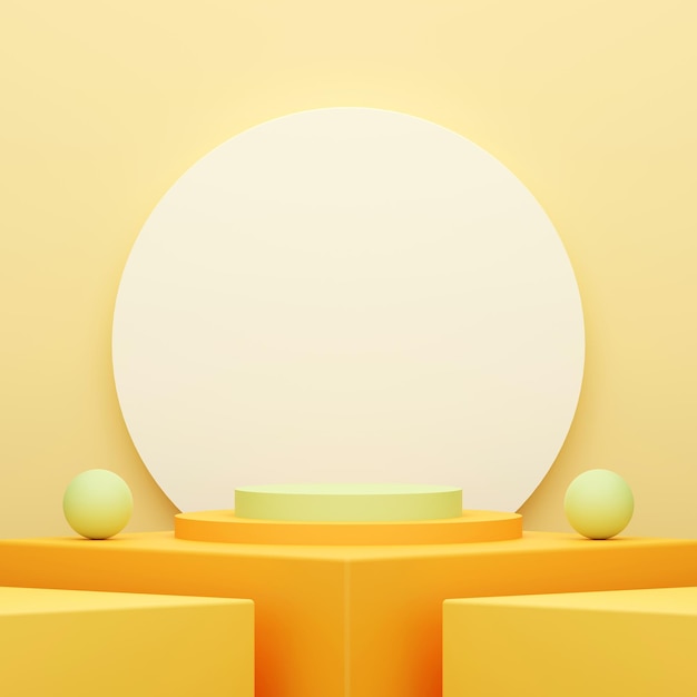 Podium jaune minimal sur scène avec plate-forme vert jaunâtre