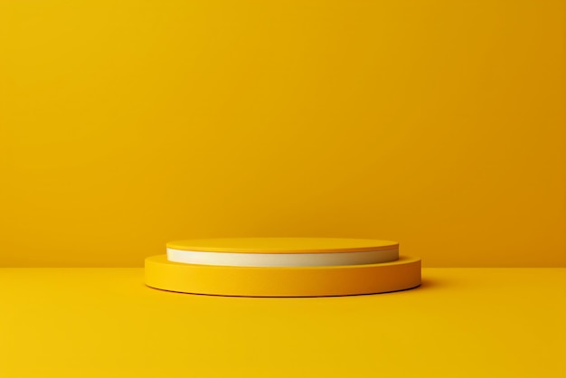 Podium jaune pour le produit d'affichage Fond jaune pour l'image de marque du produit cosmétique