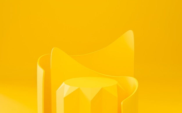 Podium jaune en rendu 3D