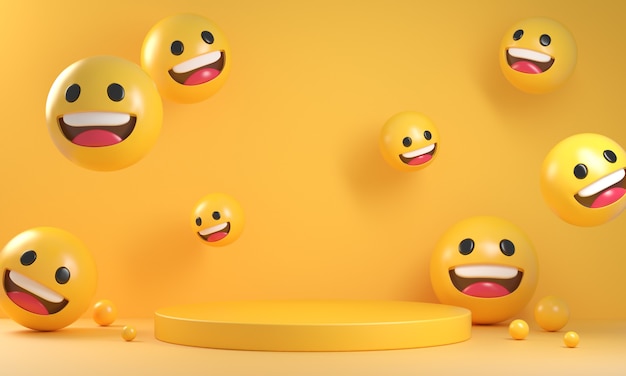 Podium jaune avec des visages souriants d'emoji