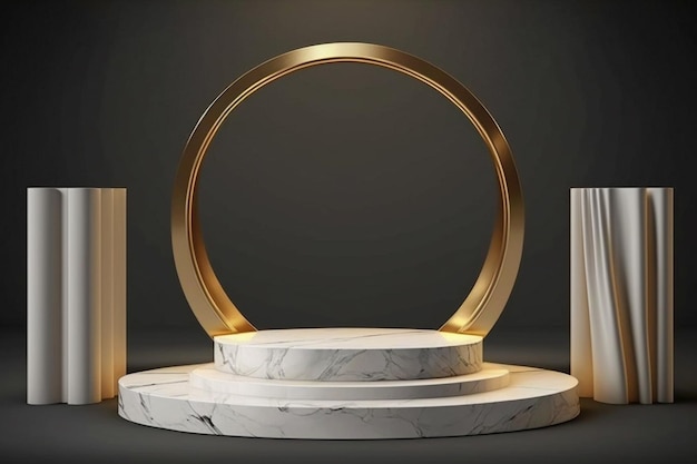 Podium en marbre avec affichage de scène de concept doré pour la présentation du produit
