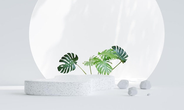 Podium en marbre de terrazzo pour la présentation du produit Piédestal de beauté naturelle relaxation et santé illustration 3d