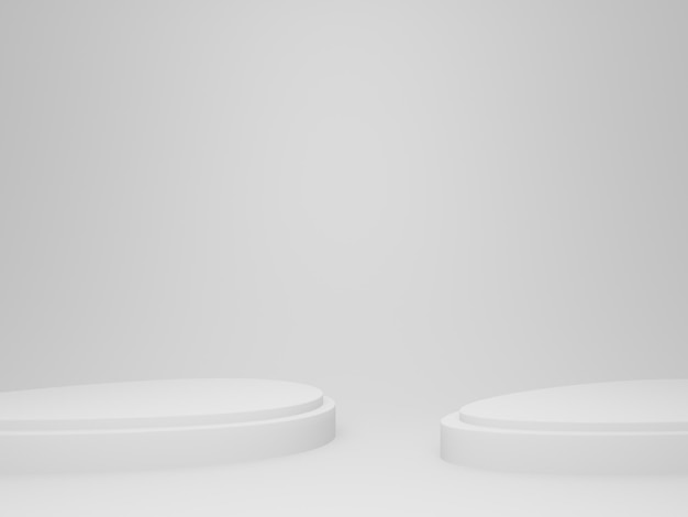 Podium minimal blanc rendu en 3D.