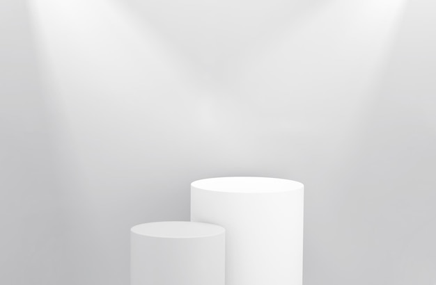 Podium minimaliste avec des reflets pour l'affichage du produit sur fond isométrique blanc