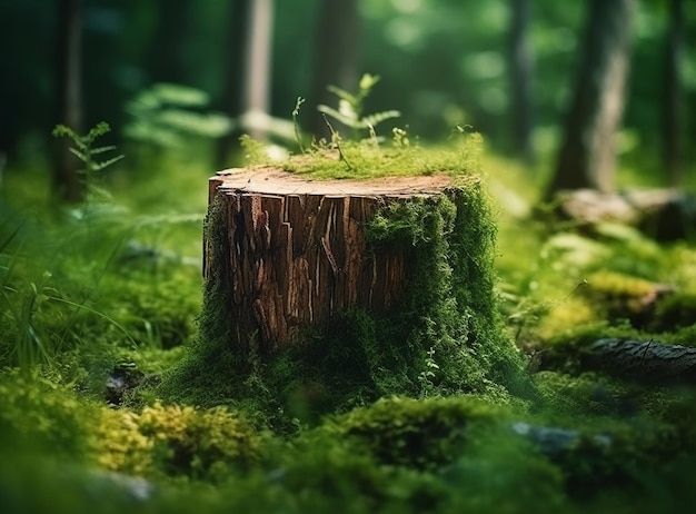 Podium naturel en forêt Illustration AI GenerativexA