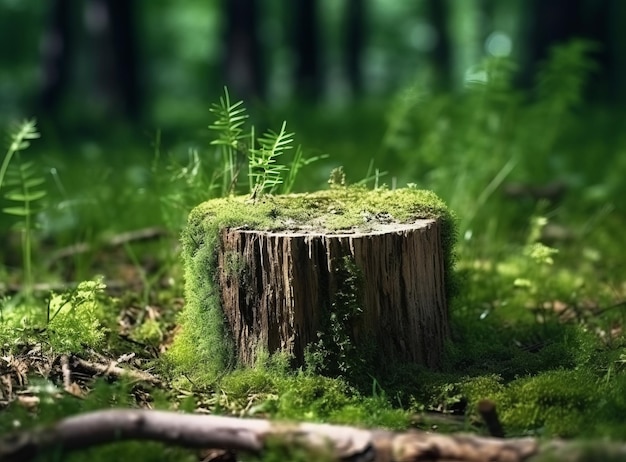 Podium naturel en forêt Illustration AI GenerativexA