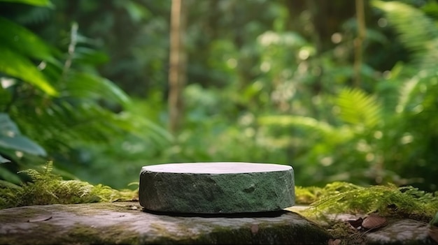 Podium naturel en forêt Illustration AI GenerativexA