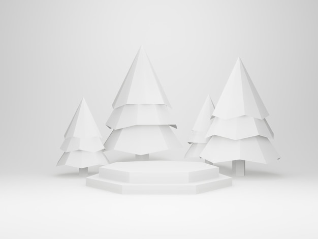 Podium de Noël géométrique blanc 3D