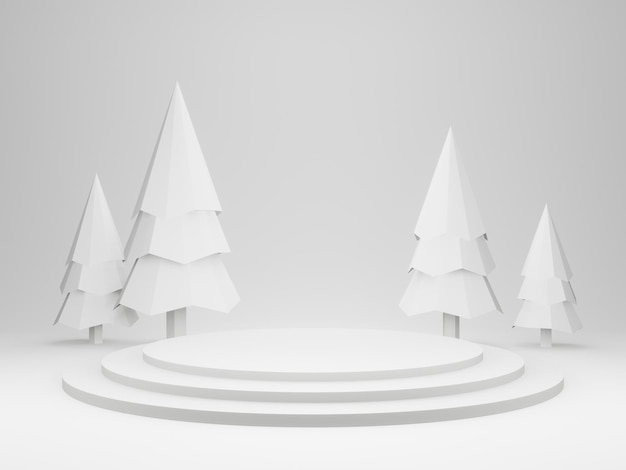 Podium de Noël géométrique blanc 3D