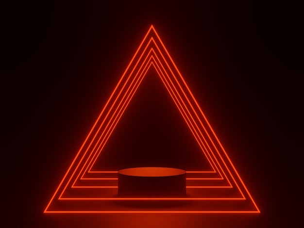 Podium noir 3D avec néons rouges