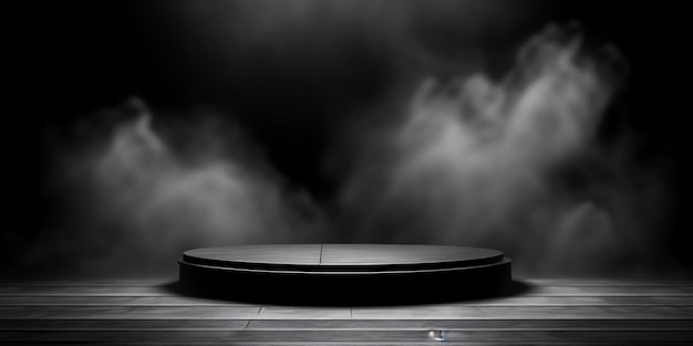 Podium noir fumée sombre arrière-plan plate-forme de produit abstract texture de la scène projecteur de brouillard