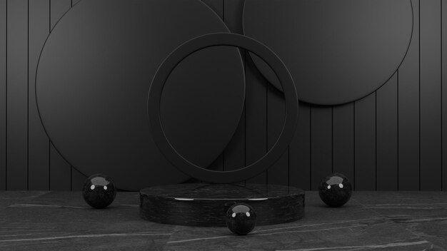 Podium noir géométrique 3d pour le placement de produit avec espace vide