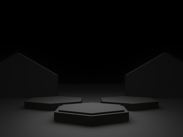 Podium noir de rendu 3D Maquette de produit