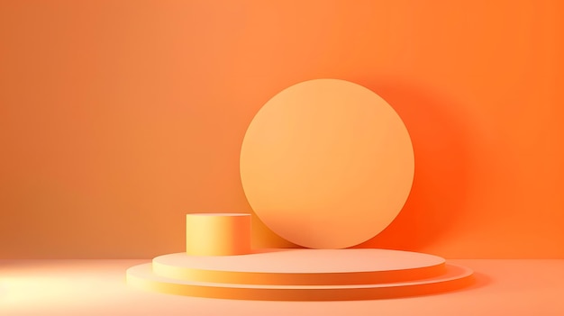 Podium orange minimaliste avec des formes géométriques