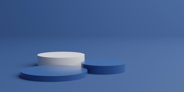 Podium de piédestal bleu classique de rendu 3D pour les produits de luxe.