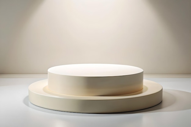 Podium de piédestal cylindrique 3D réaliste avec fond blanc pastel Scène minimale abstraite