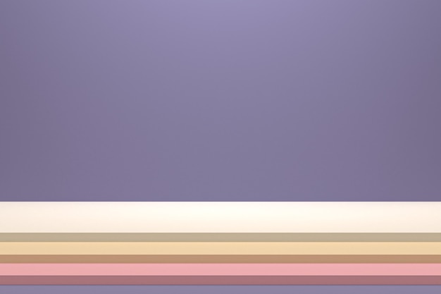 Podium ou piédestal minimal sur fond violet pour la présentation de produits cosmétiques