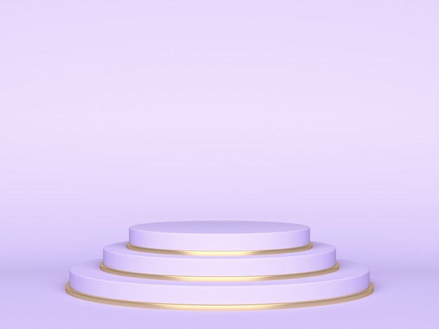 Podium ou piédestal pastel violet pour la présentation du produit. Rendu 3D