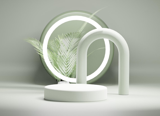 Podium de la plate-forme abstraite de rendu 3d, toile de fond de présentation du produit du cycle néon