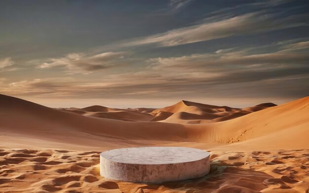 Un podium pour vos produits contre l'immensité du désert