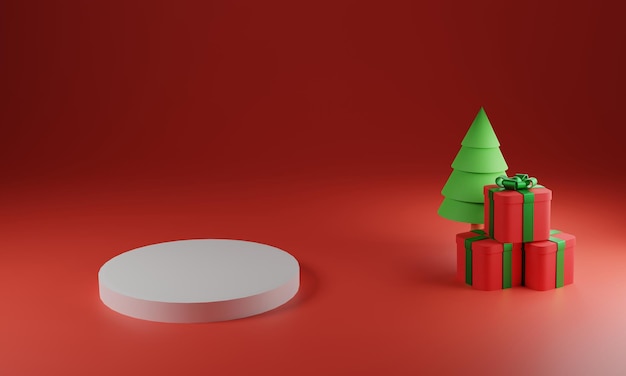 Podium de produit 3D avec cadeau de Noël