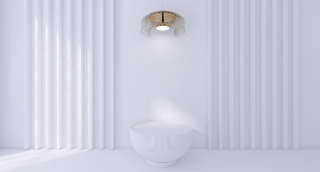 Podium de produit blanc rond avec fond blanc minimal