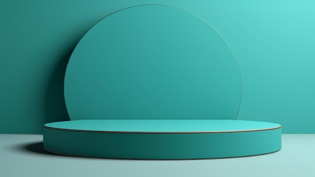 Podium de produit minimaliste abstrait en cristal turquoise La scène de présentation du produit Salle 3D avec plate-forme géométrique Piédestal de scène Maquette de podium générée par Ai pour une publicité de produit