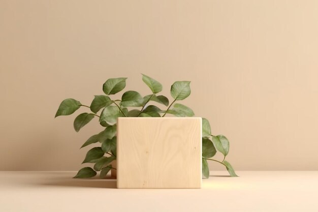 Podium produit avec plantes nature