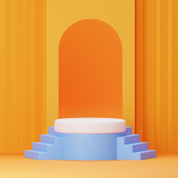 Podium de rendu 3D avec couleur bleue et orange