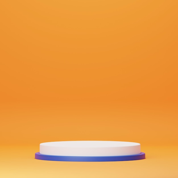 Podium de rendu 3D avec couleur bleue et orange