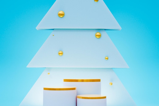 Podium de rendu 3d et fond abstrait minimal pour la forme géométrique de rendu 3d de Noël Golden