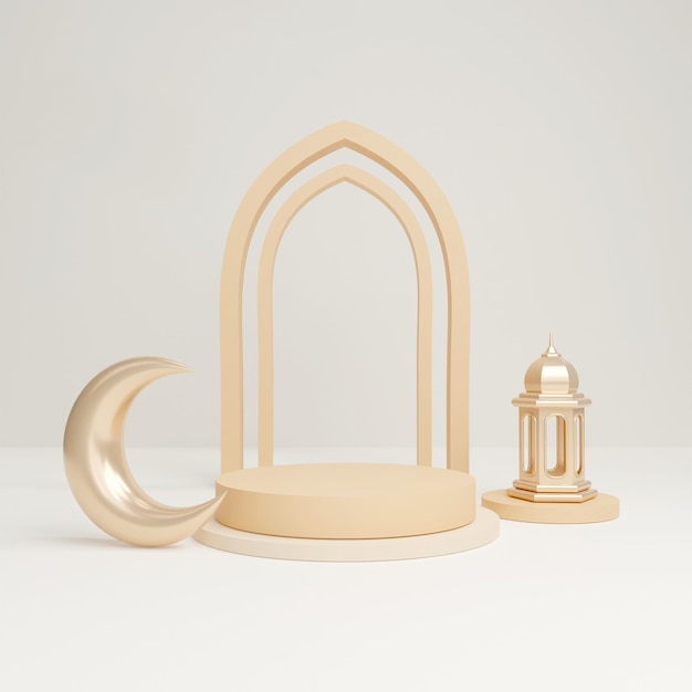 podium de rendu 3d pour le ramadan