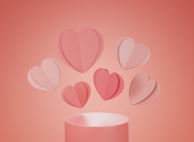 Podium De Rendu 3d Pour La Saint-valentin.