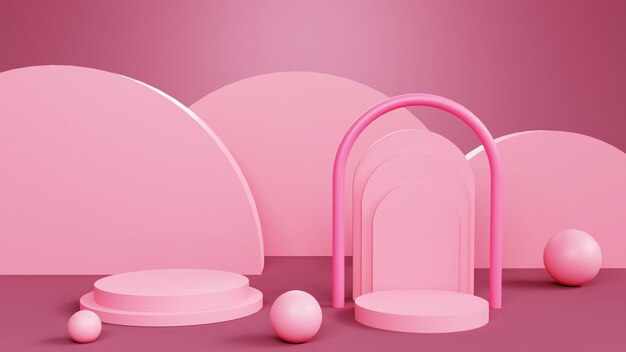 Podium de rendu 3D rose moderne pour l'affichage du produit